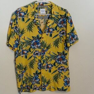 Vibrant Yellow Floral Men's Shirt